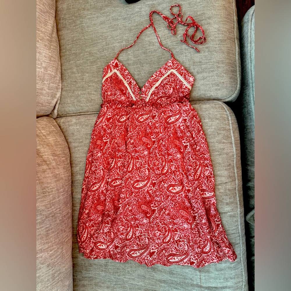 Red & White Floral Print Sundress